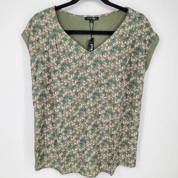 Papermoon NWT‎ Women's Green Floral Blouse Size XSmall - Picture 1 of 5